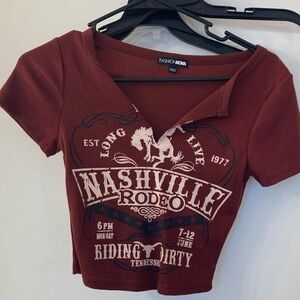 Fashion Nova Nashville Rodeo Maroon Top